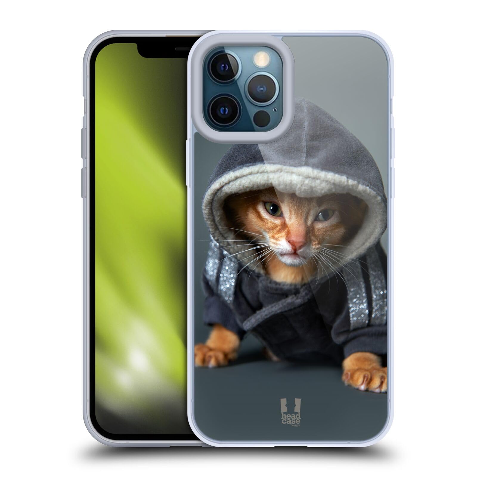 Funny Abyssinian Kitten in Hoodie Soft Gel Phone Case - Compatible with Apple iPhone 12 Pro Max - Cute Animal Design Protective Cover for Everyday Use & Gift Giving