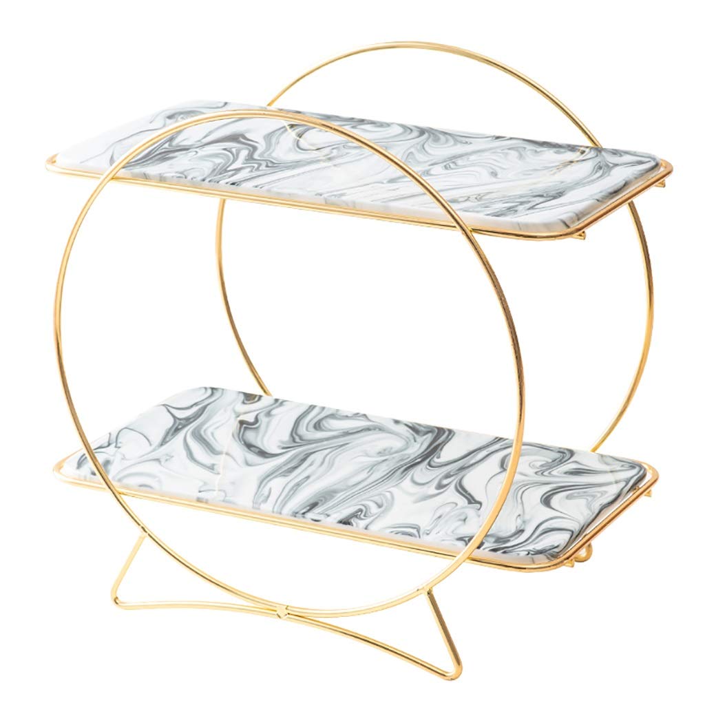 Marble Cake Stand with Gold Handles - Stylish Cupcake Display for Parties & Events