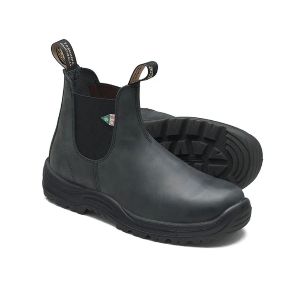 Blundstone 181 Waxy Rustic Black Unisex Steel Toe Work Boots - Slip Resistant Safety Shoes for Construction, Warehouse & Outdoor Work