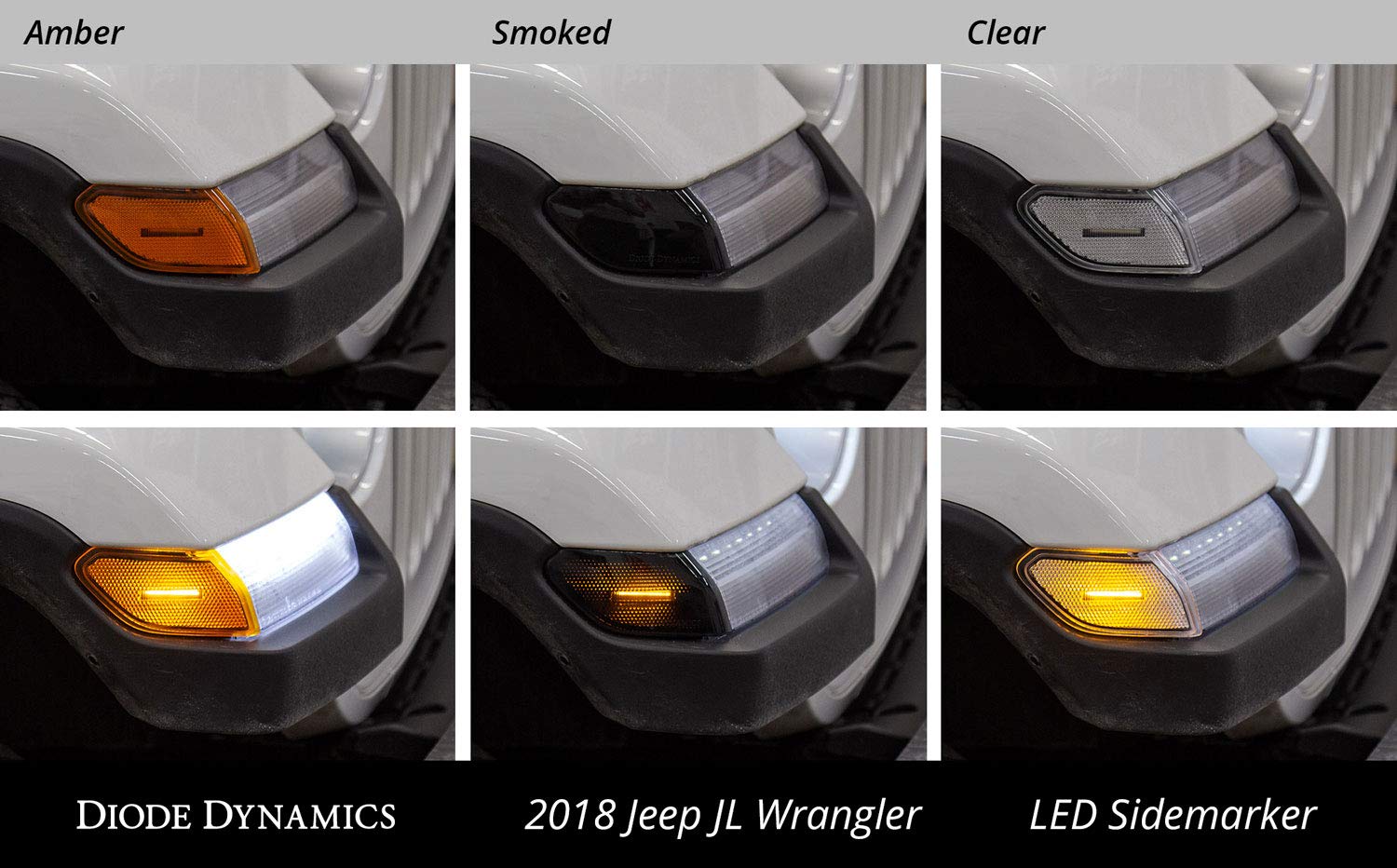 Diode Dynamics LED Sidemarkers for Jeep JL Wrangler 2018-2023 - Amber Light Kit (Pair) - Enhanced Visibility & Style for Off-Road Adventures & Night Driving