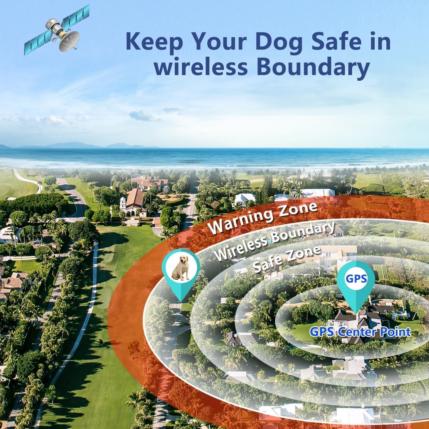 Wireless GPS Dog Fence & Electric Pet Containment System - Adjustable Range & Warning Strength, Waterproof Collar with Wireless Charging | Ideal for Backyard, Farm & Outdoor Dog Training