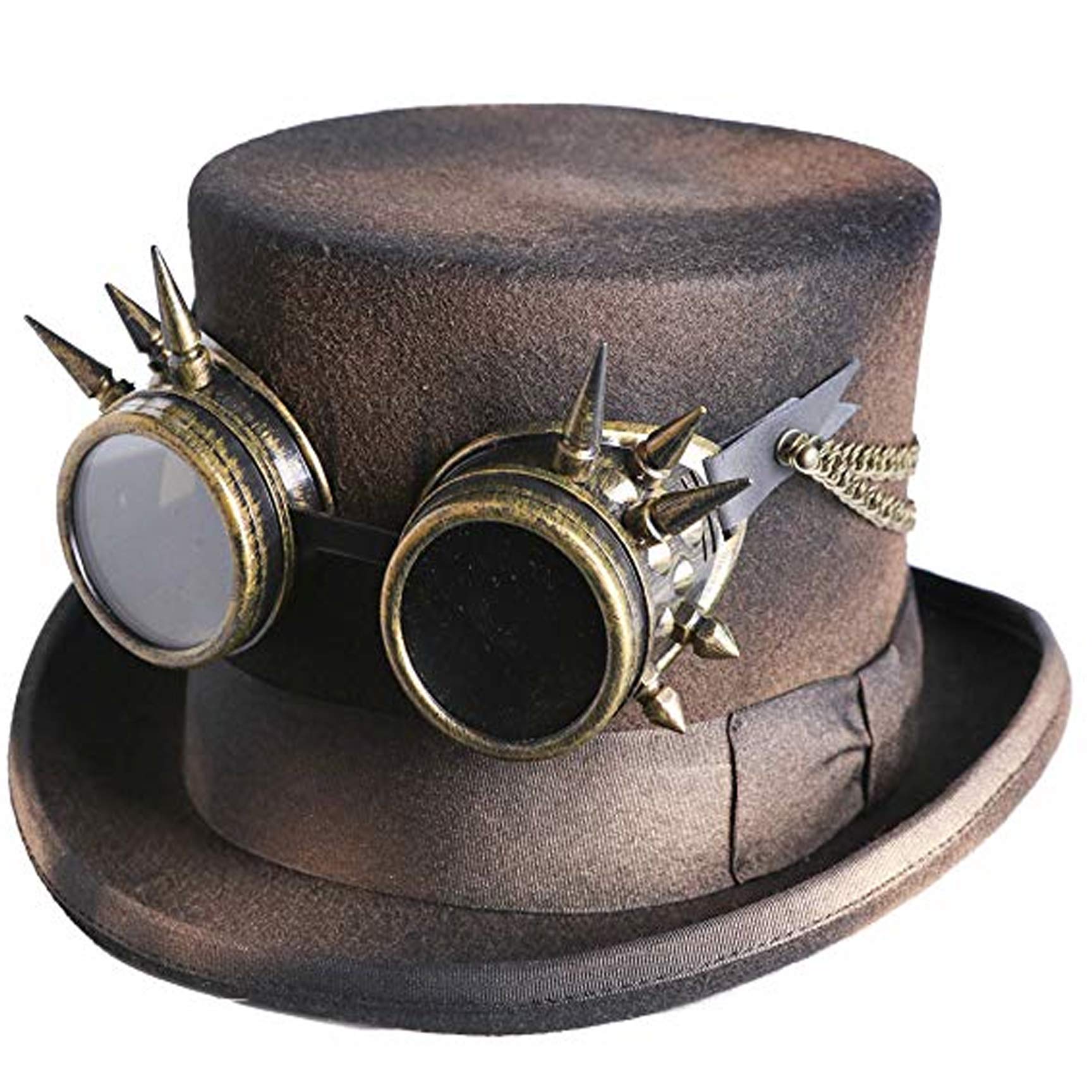 Steampunk Wool Felt Hat for Men - Victorian Style Top Hat for Cosplay, Halloween & Gothic Fashion
