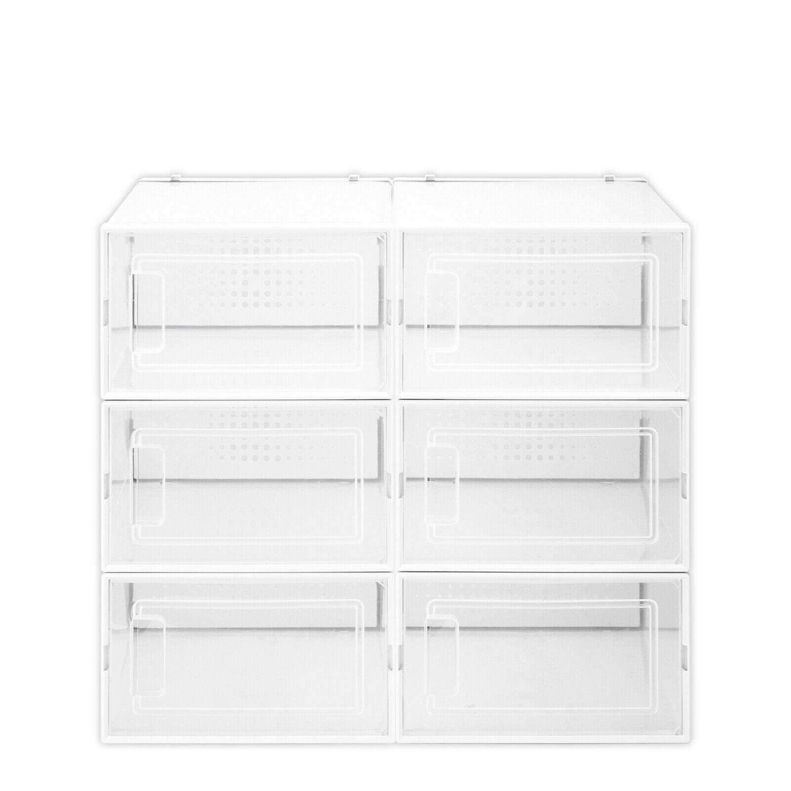 12-Piece Foldable Plastic Shoe Storage Boxes - Clear Stackable Shoe Organizers with Lids for Closet, Bedroom & Entryway Organization | Perfect for Storing Shoes, Accessories & Small Items