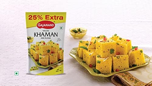Gajanand Nylon Khaman Instant Mix - Authentic Gujarati Gram Flour Snack | Ready to Cook Spongy Steamed Dhokla | Healthy Vegetarian Breakfast Starter | No Preservatives, 500g | Perfect for Quick Meals, Party Appetizers & Indian Cuisine Lovers
