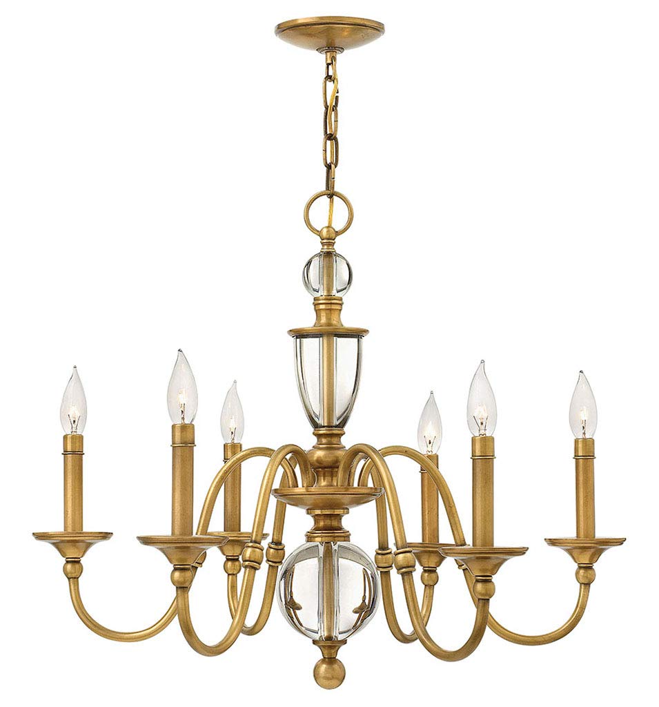 Hinkley Eleanor Collection Traditional Six Light Chandelier in Heritage Brass - Elegant Dining Room Lighting Fixture for Classic Home Decor