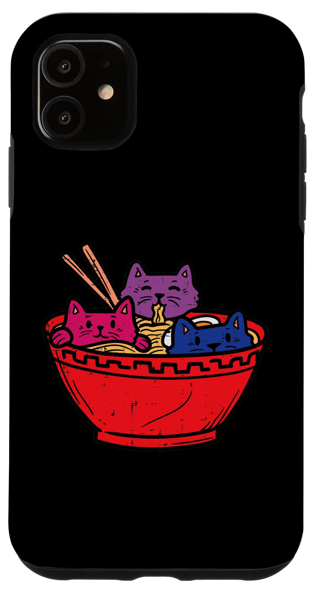iPhone 11 Case - Cute Anime Ramen Cats Design with LGBTQ Bisexual Pride Flag - Durable Protective Phone Cover for Gay Pride, Bi Community & Anime Fans - Perfect for Daily Use, Parties & Pride Events