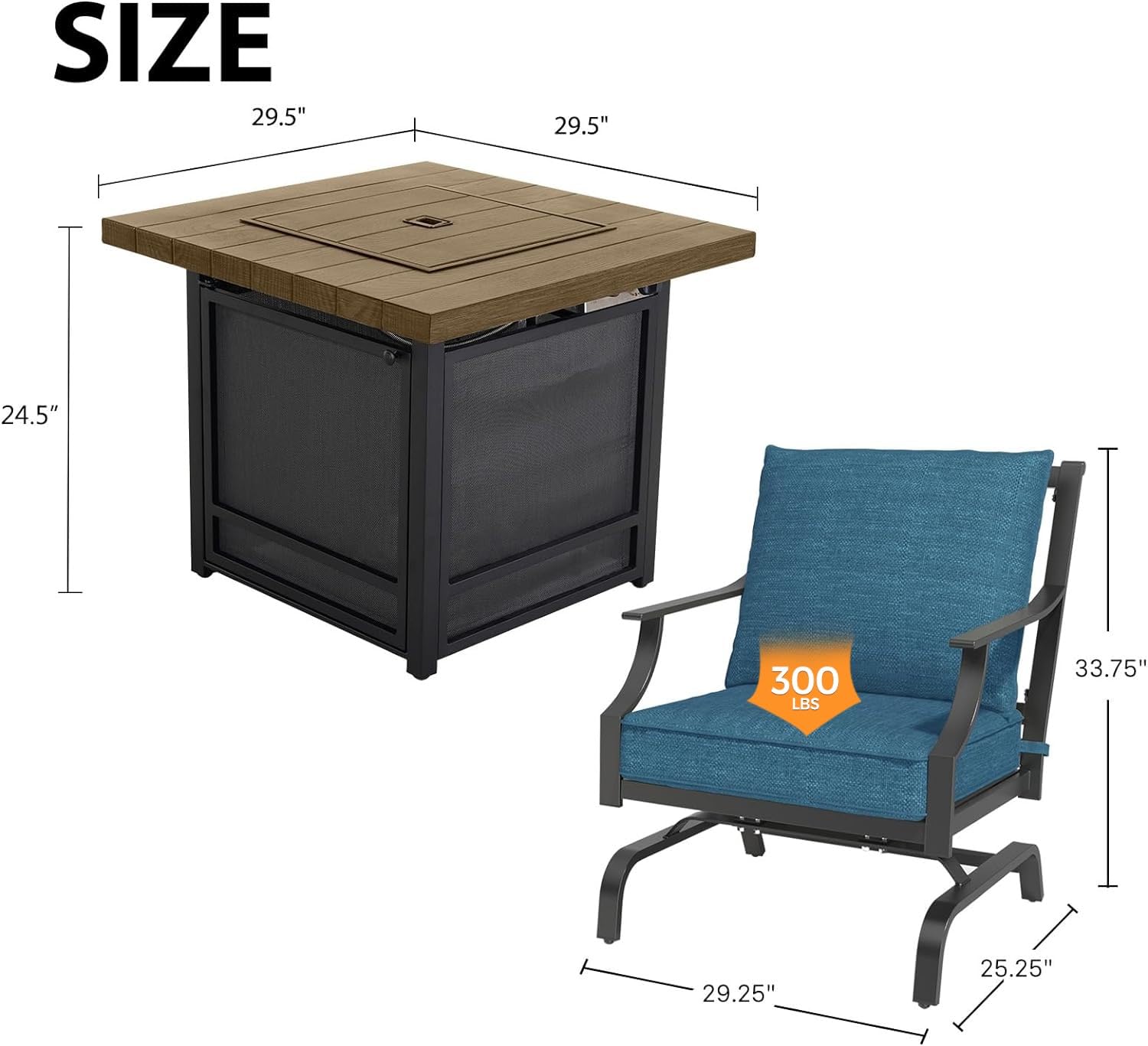 5-Piece Outdoor Patio Furniture Set with 29
