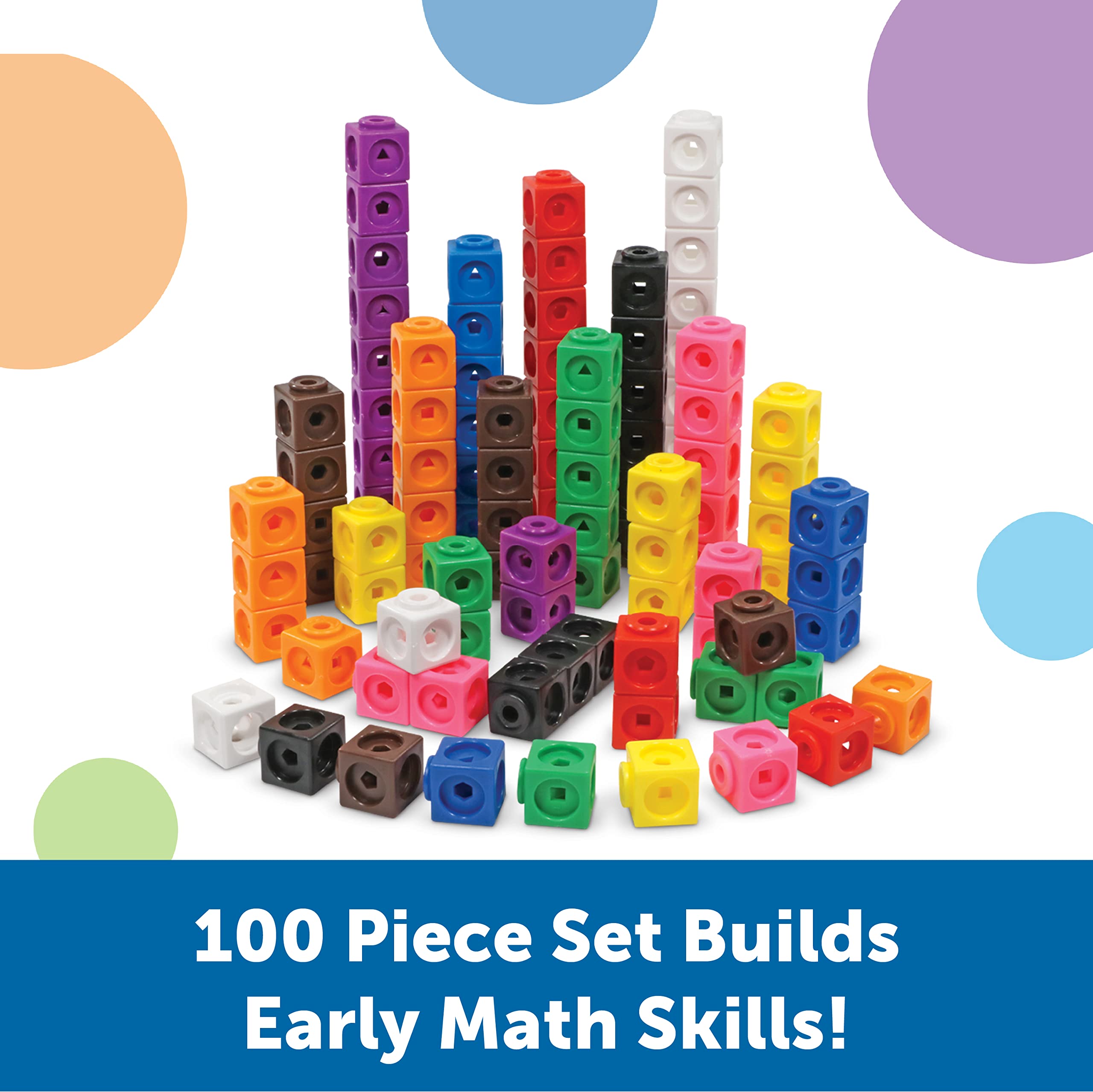 Learning Resources MathLink Cubes - 100-Piece STEM Math Manipulatives Set for Kids Ages 5+, Kindergarten Homeschool & Classroom Teacher Supplies - Counting, Sorting & Early Math Activities for Home & School Learning