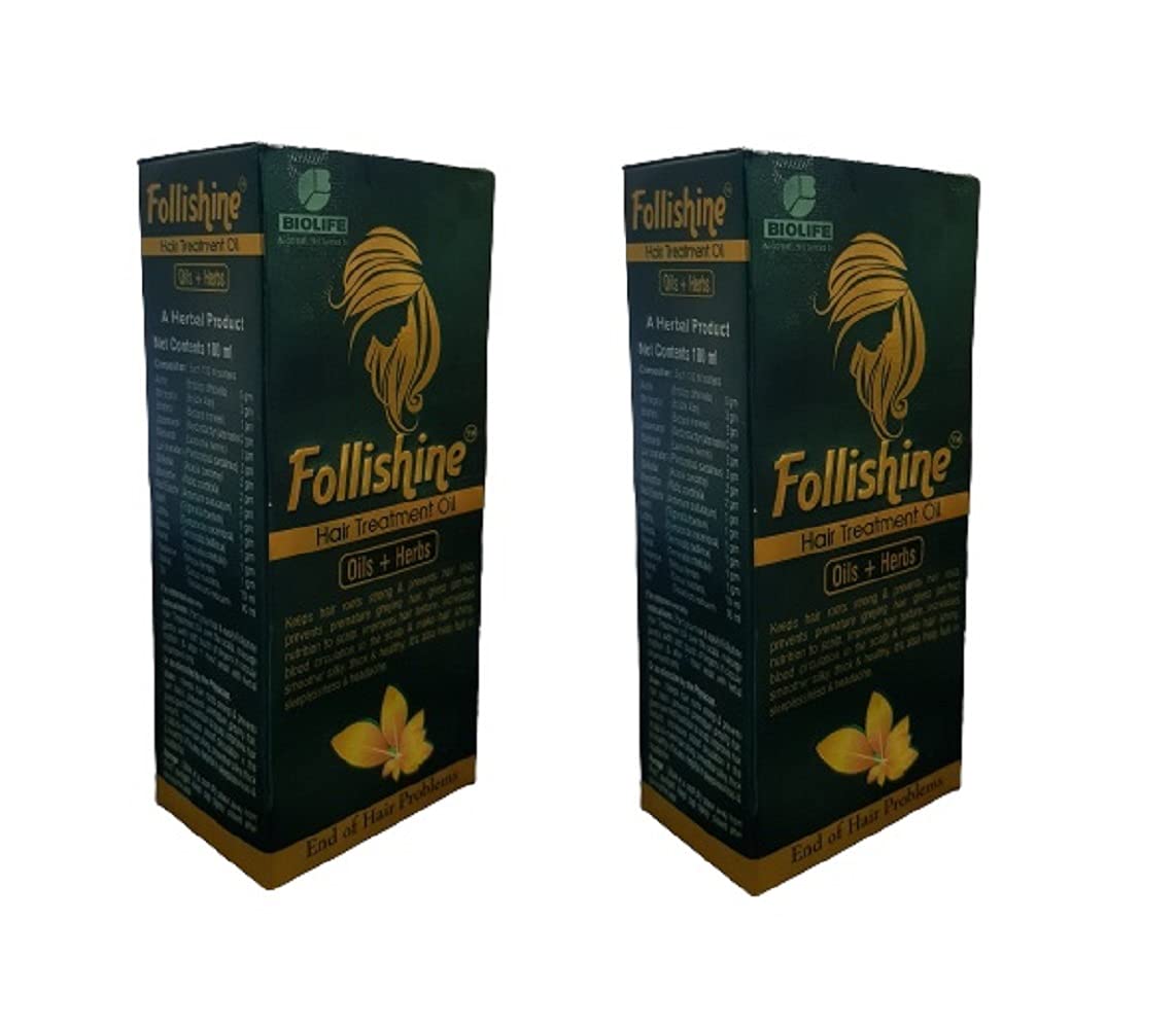 Biolife Follishine Hair Oil 100ml - Natural Hair Growth Treatment with Argan Oil for Shiny, Strong & Healthy Hair - Perfect for Daily Hair Care, Styling & Scalp Massage