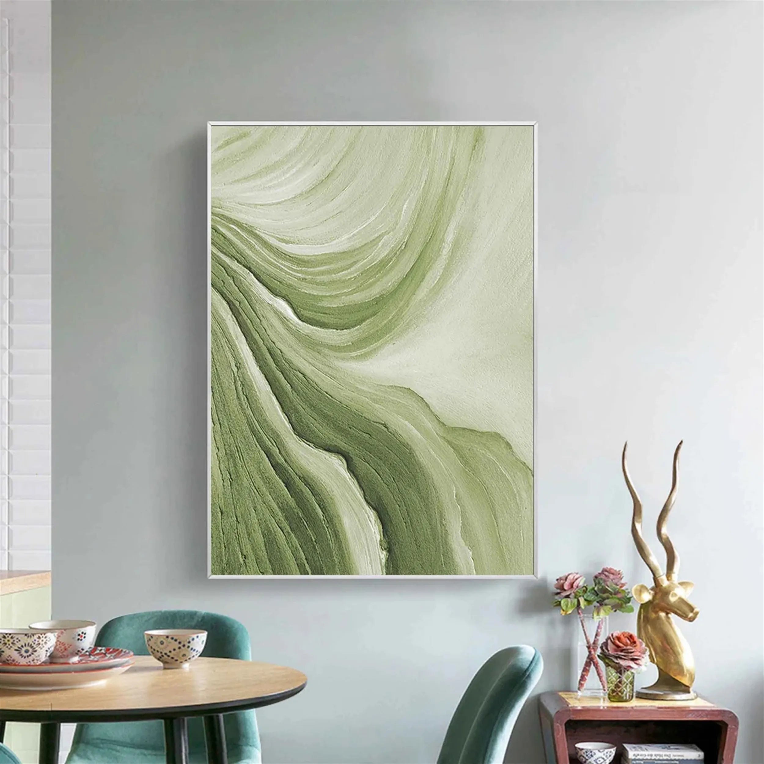 Blue & Green Abstract Wall Art Canvas Print #BG022 - Modern Home Decor for Living Room, Bedroom & Office