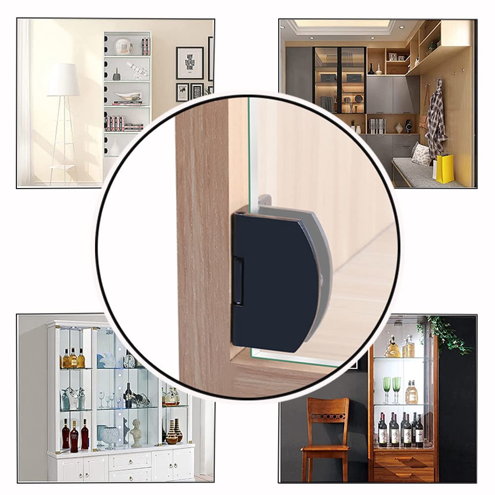 10 Pairs (20 Pieces) Black Cabinet Glass Door Hinges for 5-8mm Glass - Perfect for Display Cabinets, Wine Cabinets, and Clamping Door Applications