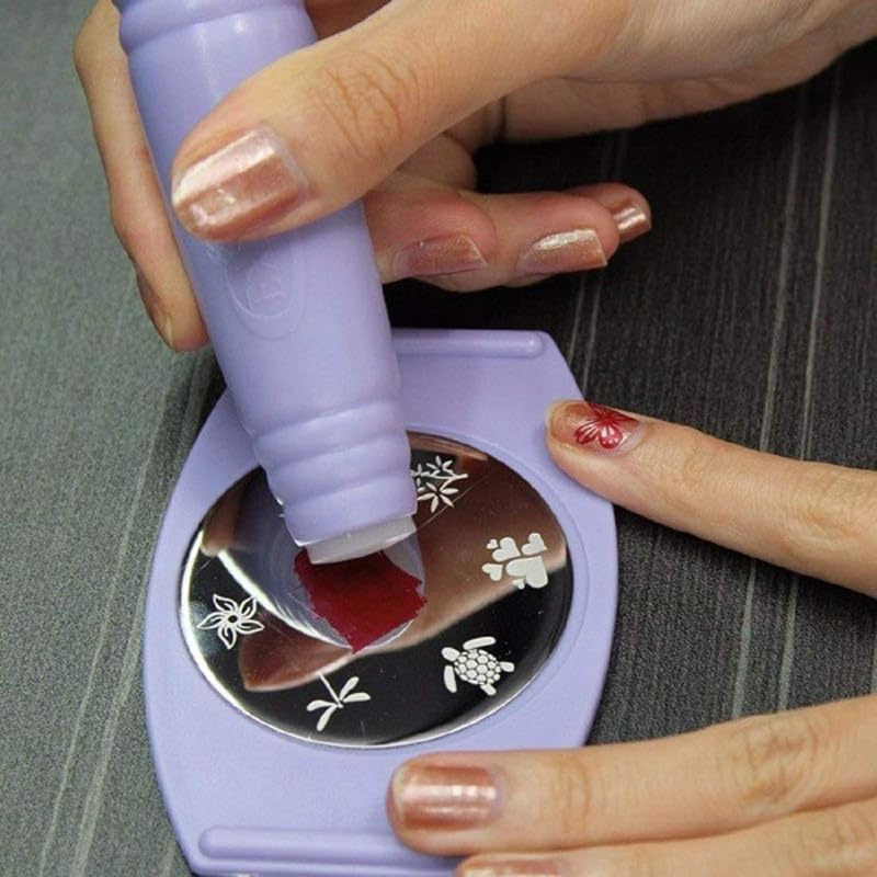 PARVY Professional Nail Art Stamping Kit - Silicone Stamper, Scraper, 5 Rectangular Steel Image Plates for Salon-Quality Nail Designs | DIY Manicure & Pedicure Set for Home & Professional Use | Perfect for Nail Art Enthusiasts & Salon Professionals