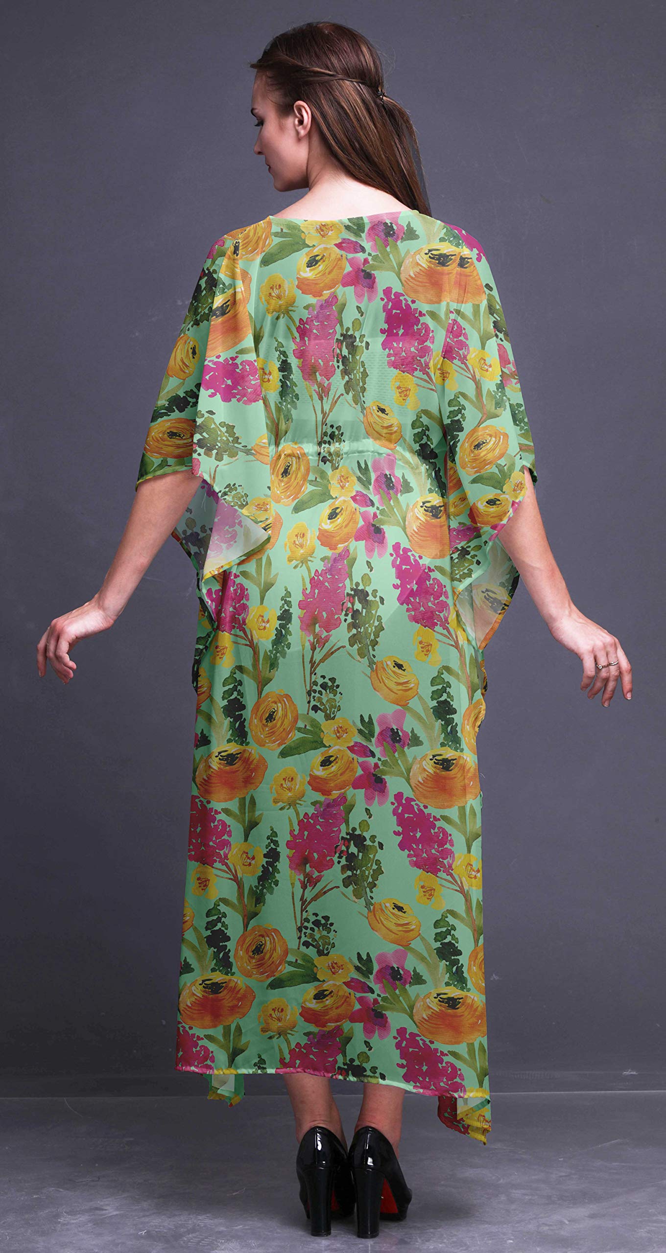 Bimba Beach Kaftan - Women's Long Maxi Dress Bikini Cover Up, Summer Kimono Style Caftan for Pool, Vacation & Boho Fashion