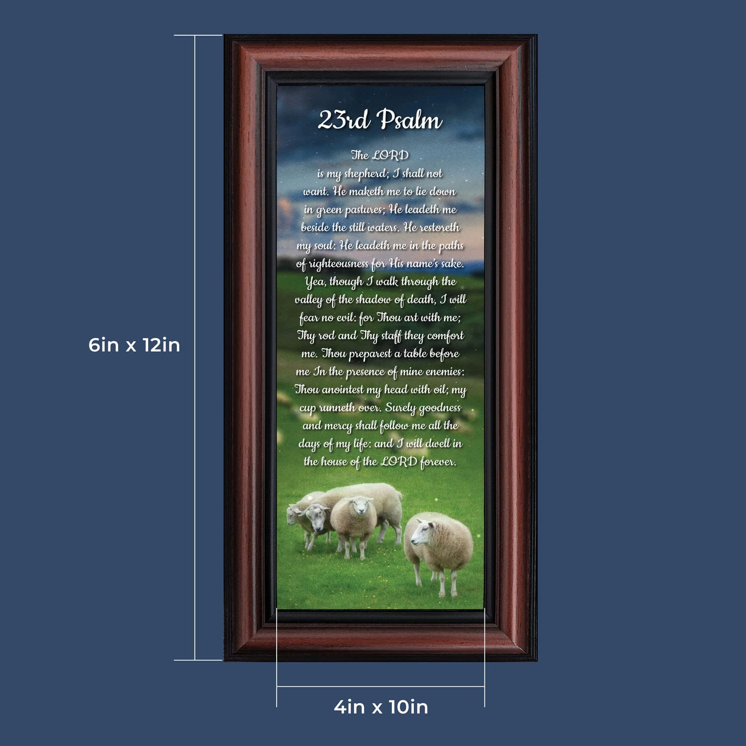 Psalm 23 Christian Wall Art - Framed Bible Verse Decor for Home & Prayer Room