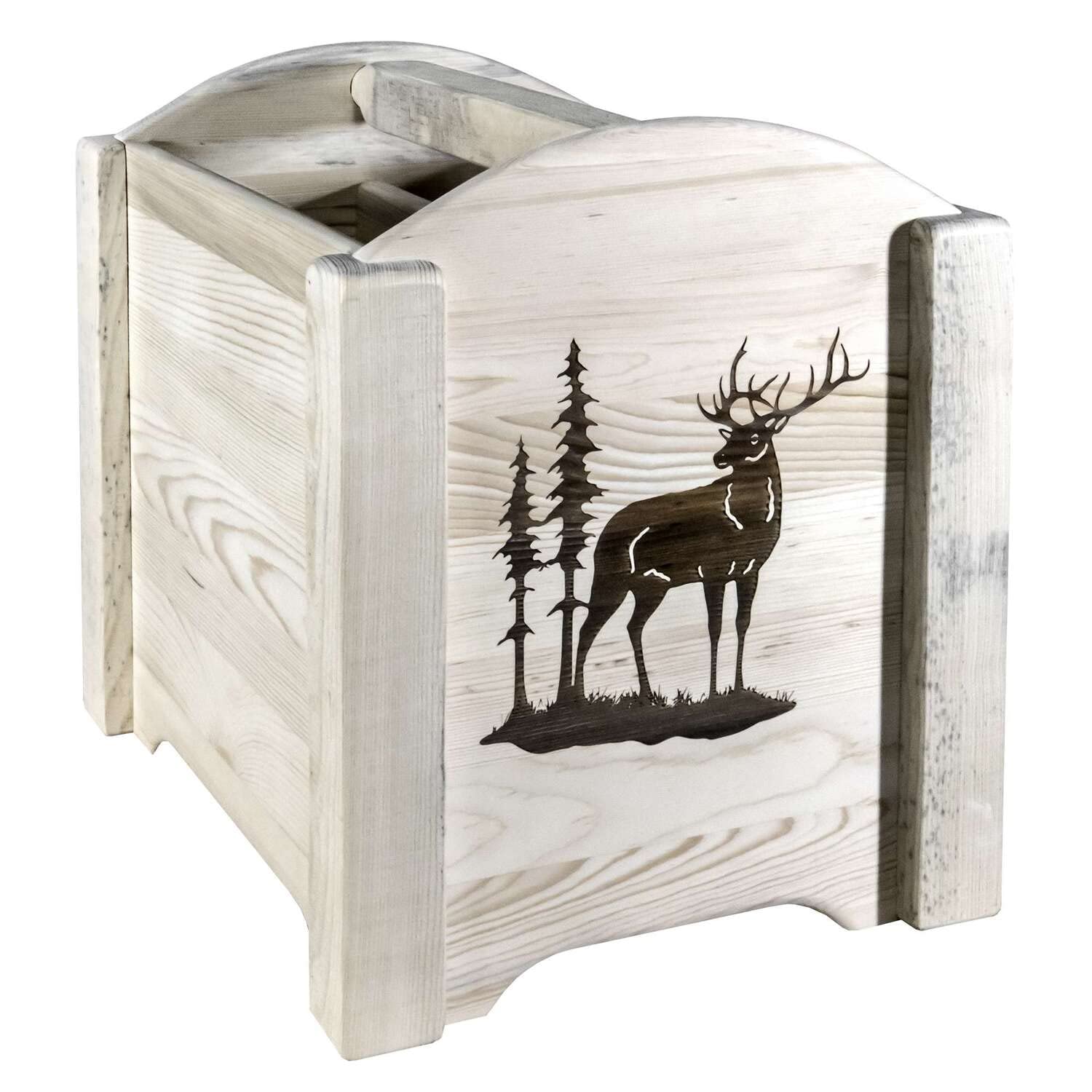 Montana Woodworks Homestead Collection Magazine Rack - Laser Engraved Elk Design, 18