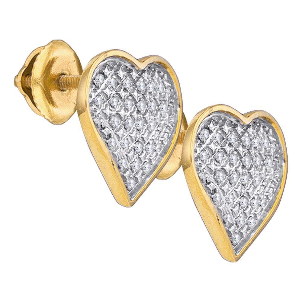 1/6 Cttw Yellow Gold-Tone Sterling Silver Women's Round Diamond Heart Earrings - Perfect for Valentine's Day Gifts, Anniversary & Everyday Elegance