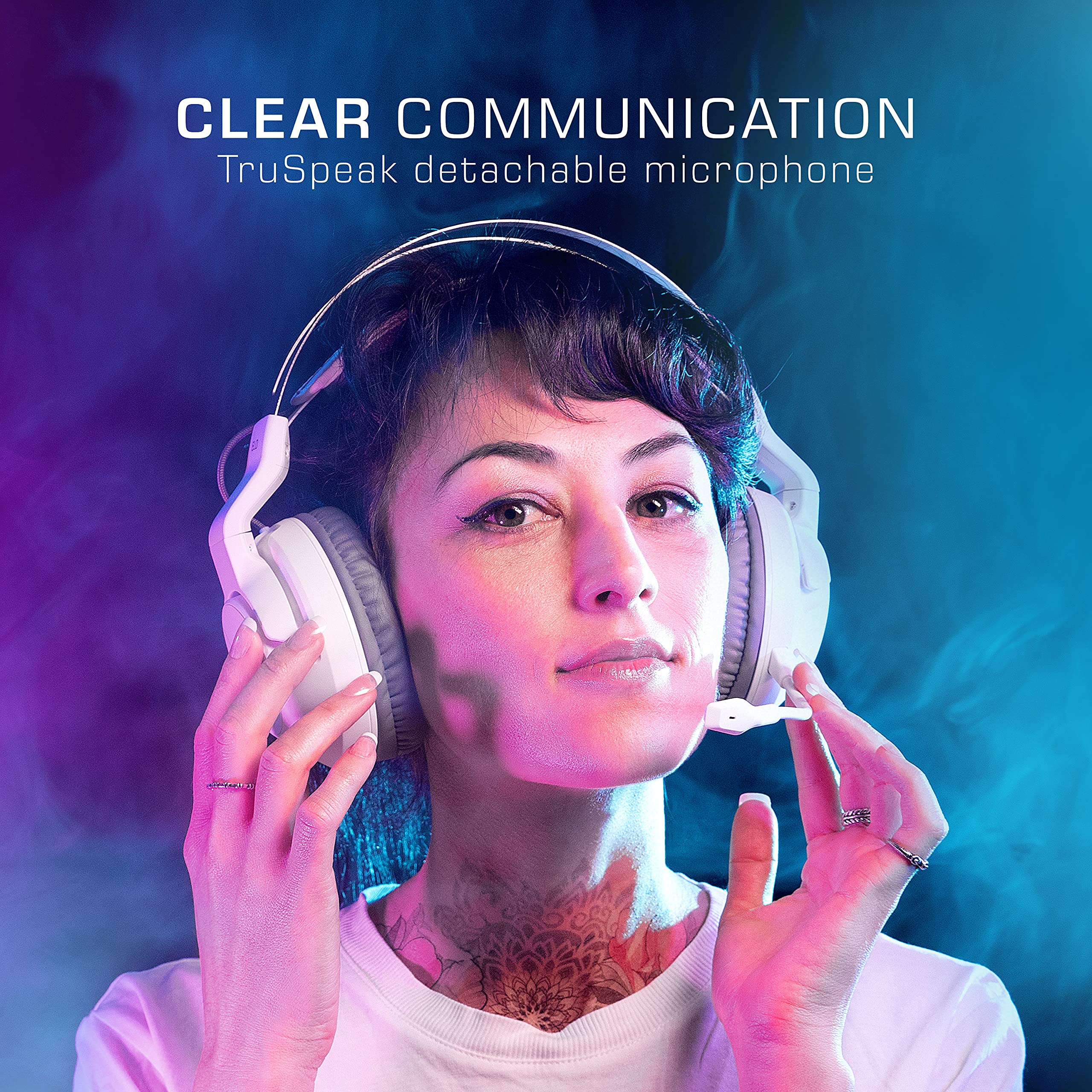 ROCCAT Elo 7.1 Air Wireless Gaming Headset for PC - 50mm Drivers, Surround Sound, Detachable Noise Cancelling Mic, 24H Battery, RGB Lighting (White) - Perfect for Competitive Gaming, Streaming & Online Meetings