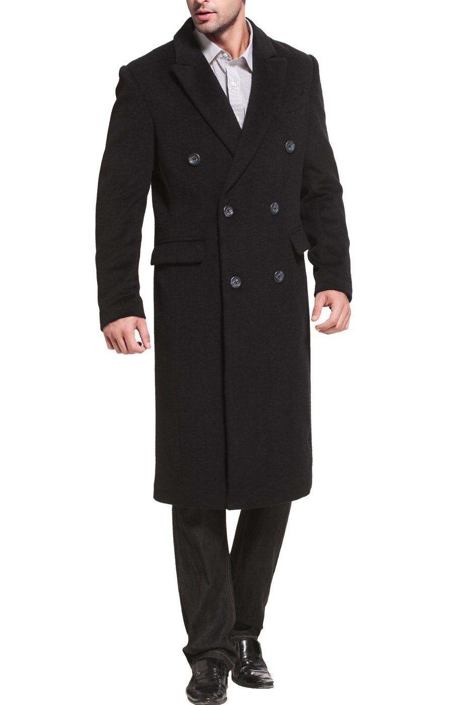 Premium BGSD Men's Josh Cashmere Wool Blend Double Breasted Long Pea Coat - Winter Warm Formal Overcoat for Business & Office Wear (Available in Big & Tall, Regular & Short Sizes) | Ideal for Business Meetings, Commuting & Special Occasions