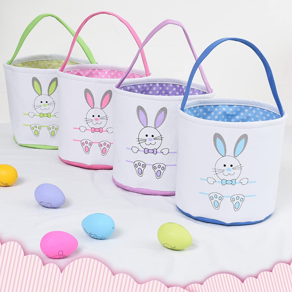 Easter Bunny Basket Bag - Cotton Canvas Tote for Kids Gift & Party Decoration - Egg Hunt & Easter Celebrations