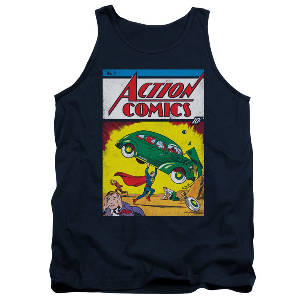 Superman Action No. 1 Graphic Tank Top for Men - Size Medium - Casual Wear, Cosplay & Superhero Fan Apparel