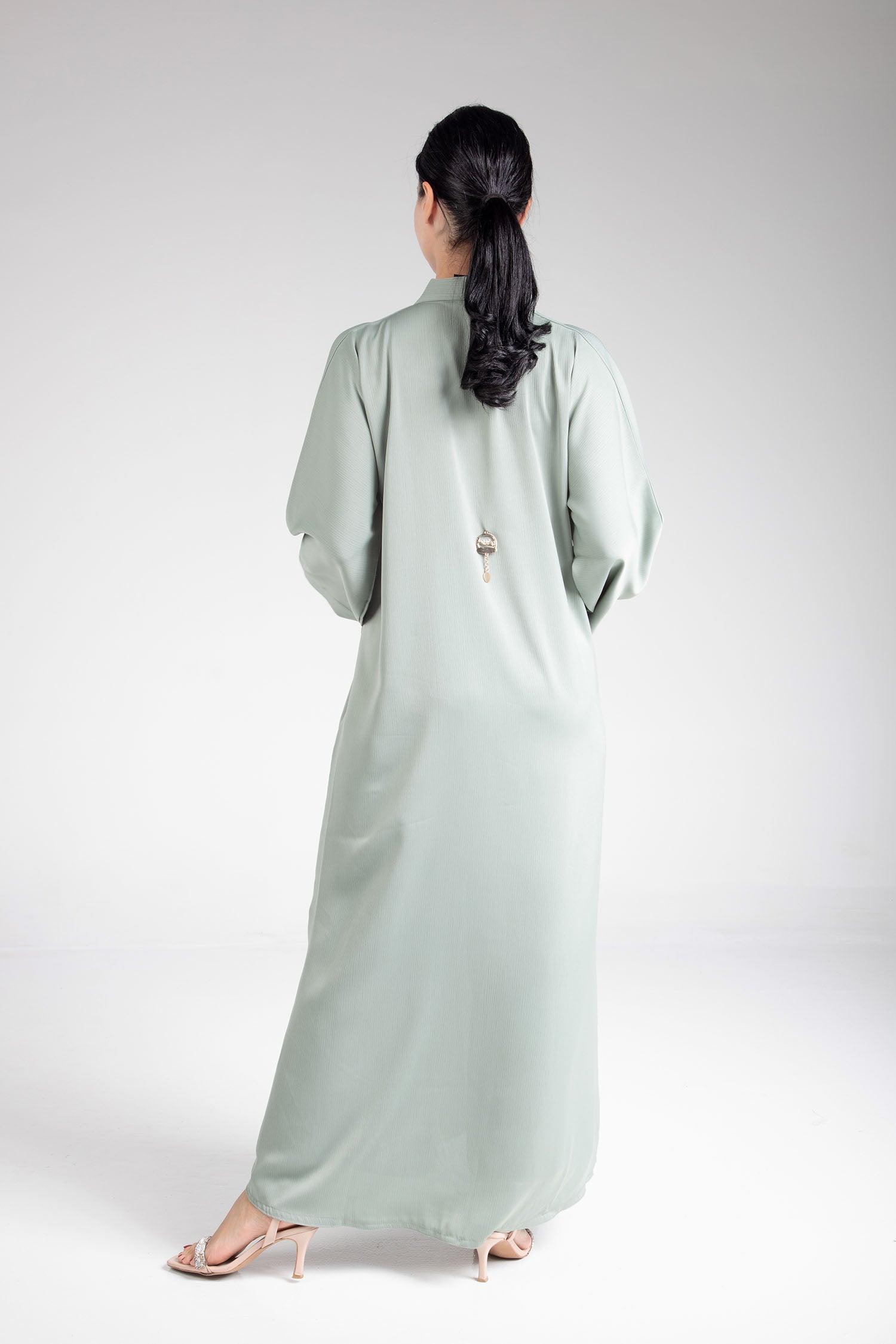 Elegant Green Open Abaya Dress for Women - Modest Islamic Fashion for Prayer, Mosque & Special Occasions