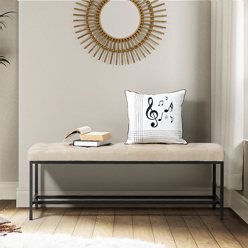 Johannes Upholstered Bench - Stylish Storage Ottoman with Tufted Cushion, Modern Entryway Bench for Bedroom, Living Room & Hallway - Perfect for Seating, Storage & Home Decor