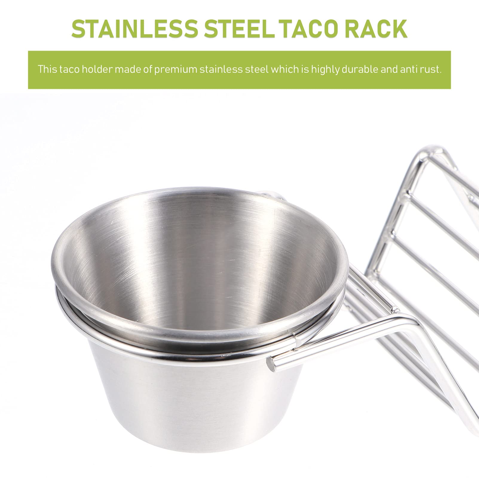 Stainless Steel Taco Holder Stand - 1pc Metal Crepe & Taco Rack for Mexican Pancakes, Pizza Pie Display - Durable Wave Design for Home Kitchen & Party Serving