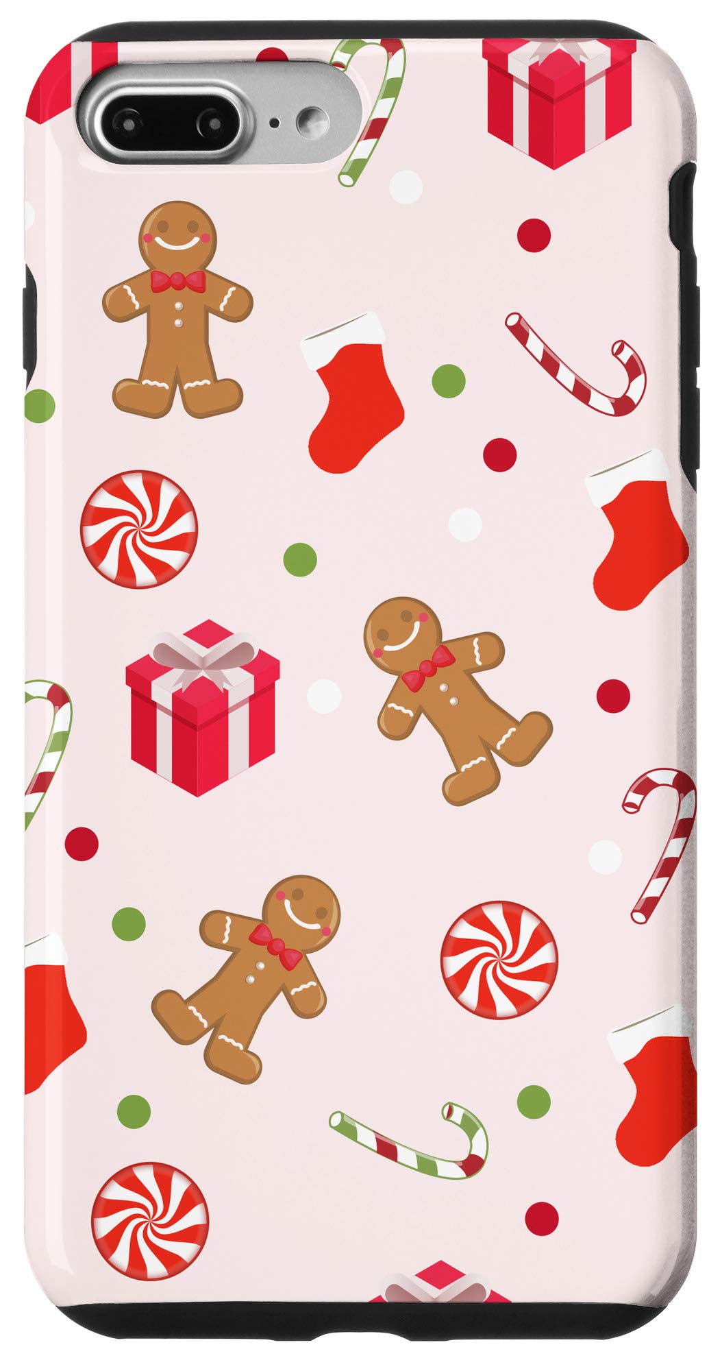iPhone 7 Plus/8 Plus Christmas Phone Case - Festive Gingerbread Cookies & Candy Cane Design | Perfect Holiday Gift & Winter Protection