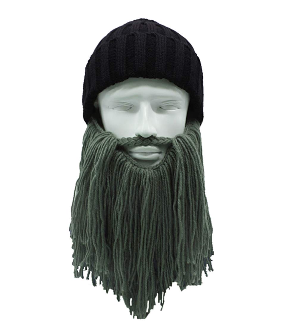MerryJuly Men's Viking Beanie with Foldable Beard - Barbarian Style Winter Hat for Outdoor Adventures, Cosplay & Cold Weather