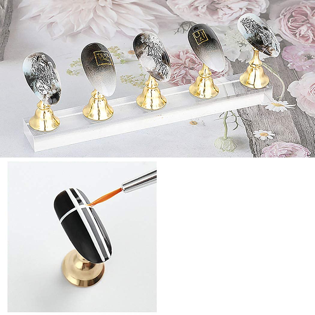 Magnetic Nail Tips Practice Holder Stand - 5 Pcs Nail Art Display Stand for DIY Manicure, False Nail Tips & Salon Use - Perfect for Home Nail Practice, Professional Training & Nail Art Showcase