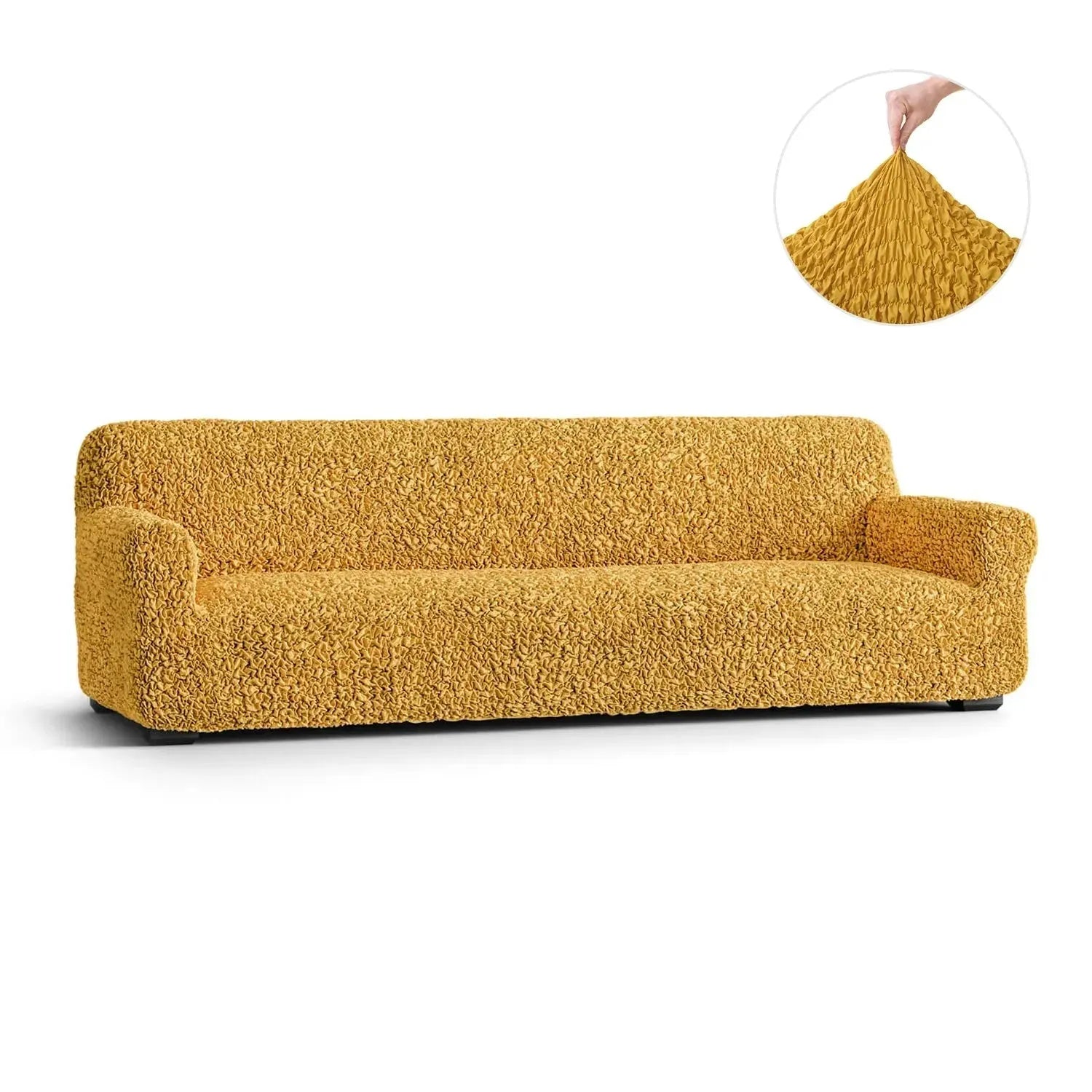 4-Seater Sofa Slipcover - Premium Fuco Cotton Fabric, Washable & Durable Couch Cover for Living Room, Family Room, and Office (Beige) - Perfect for Home Decor, Pet Protection, and Furniture Refresh