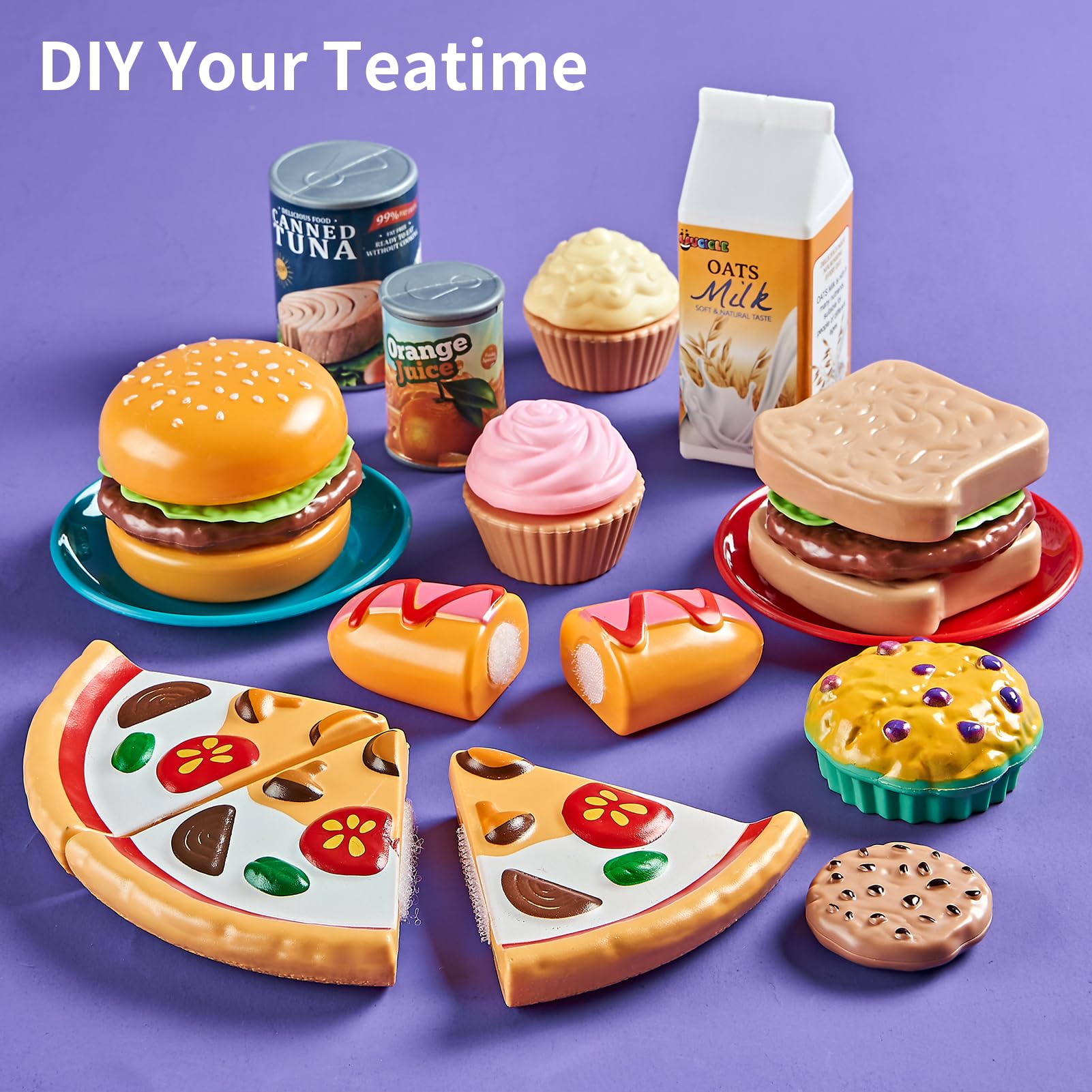78Pc Pretend Play Food Set for Kids - Cutting Toy Vegetables, Fruits & Pizza with Storage Bag - Realistic Play Kitchen Accessories for Boys & Girls - Perfect for Role Play, Birthday Gifts & Learning Fun
