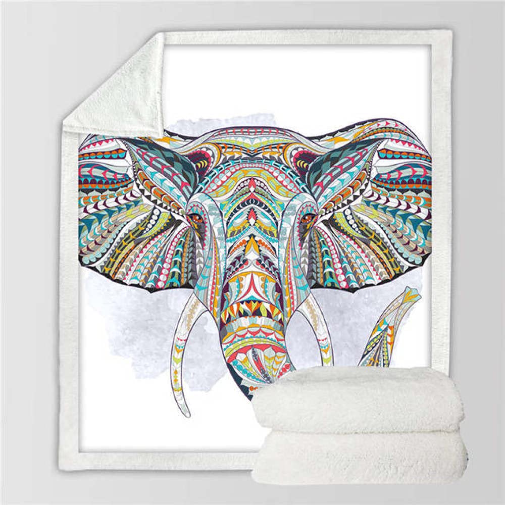 Super Soft Cozy Velvet Plush Throw Blanket - Rainbow Elephant Modern Line Art Blanket for Couch, Bed, Sofa & Travel - Large 90x90 Inches (228x228cm) - Perfect for Home Decor, Gifts & Cozy Nights