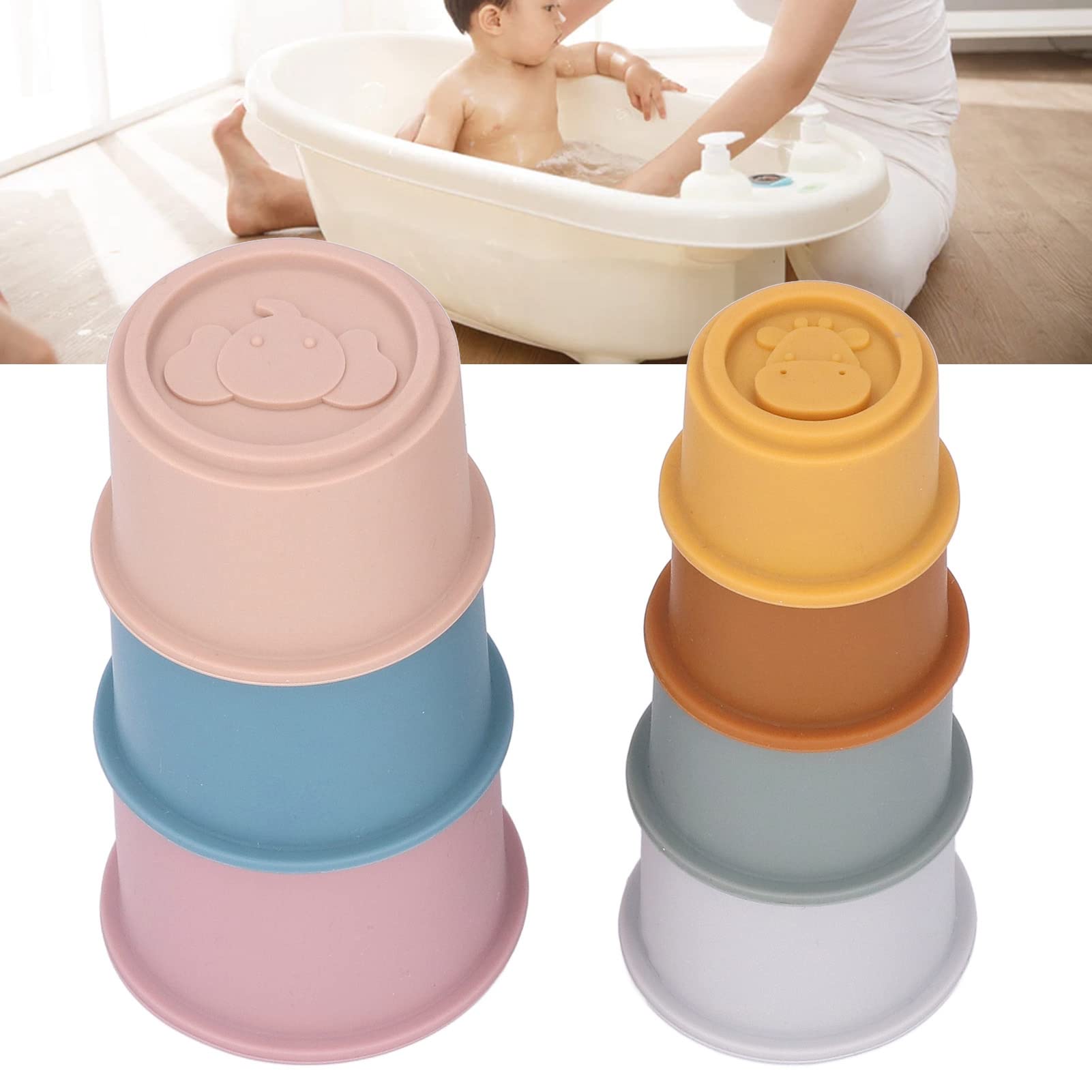 7 Pcs Baby Stacking Toys - Colorful Stackable Cups for Infants & Toddlers | Early Learning, Bath Time & Sensory Play