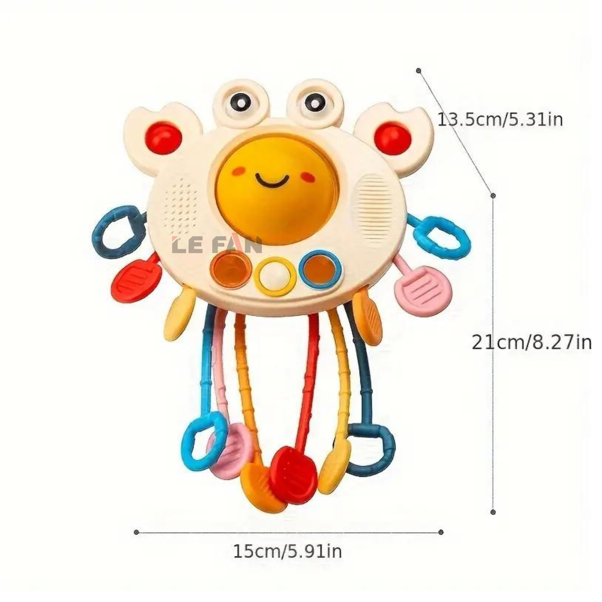 Lefan Crab Pull String Teether Toy for Babies 6+ Months - Food Grade Silicone Sensory Montessori Toy for Teething, Fine Motor Skills Development - Perfect Travel Toy for Toddlers & Infants (Great for Car Rides, Daycare, and On-the-Go Playtime)