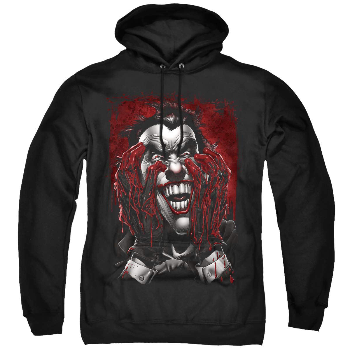 Batman Men's Black Hooded Sweatshirt with Blood in Hands Design | Superhero Graphic Pullover for Cosplay, Halloween & Casual Wear