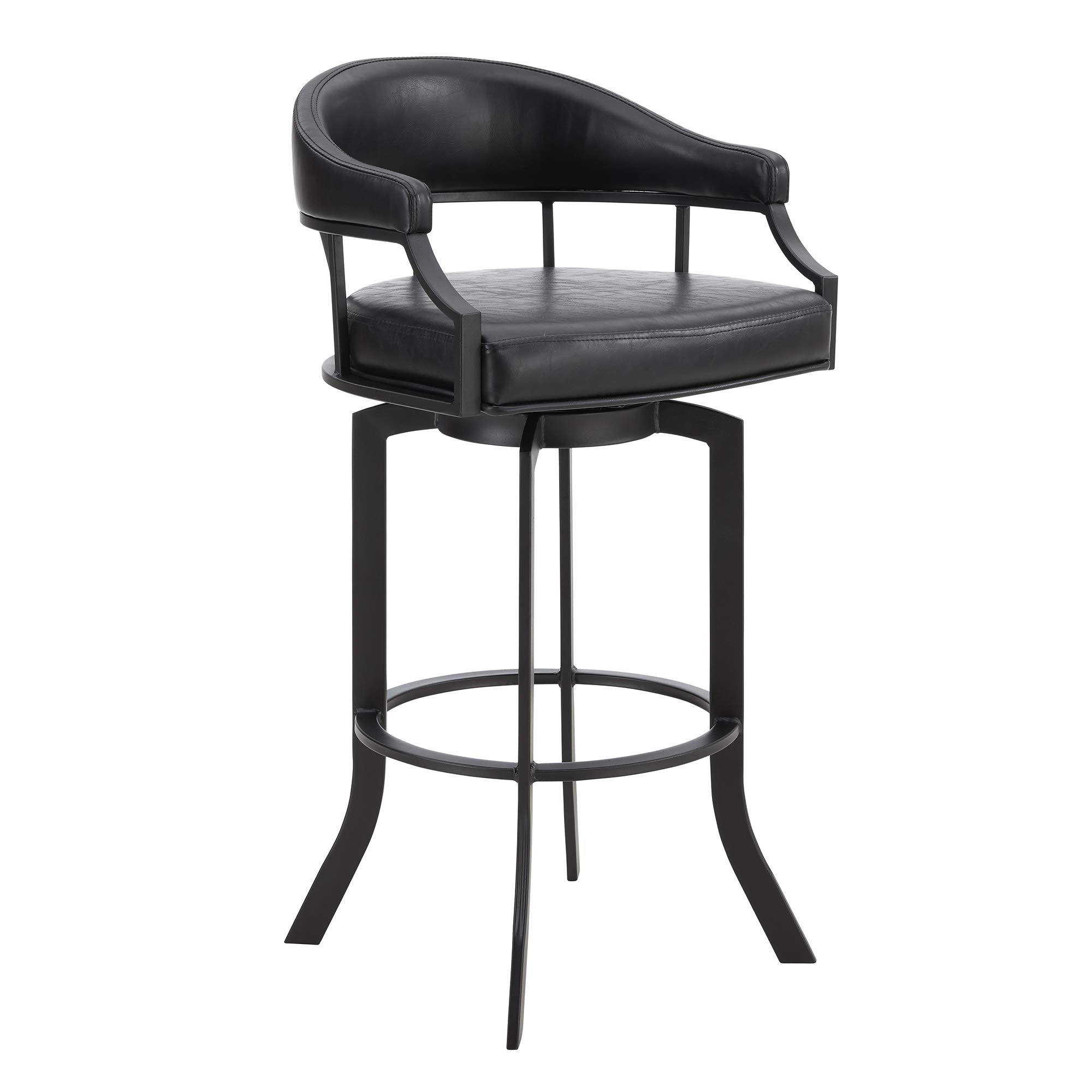 Armen Living Edy Contemporary Faux Leather Swivel Bar Stool - 26
