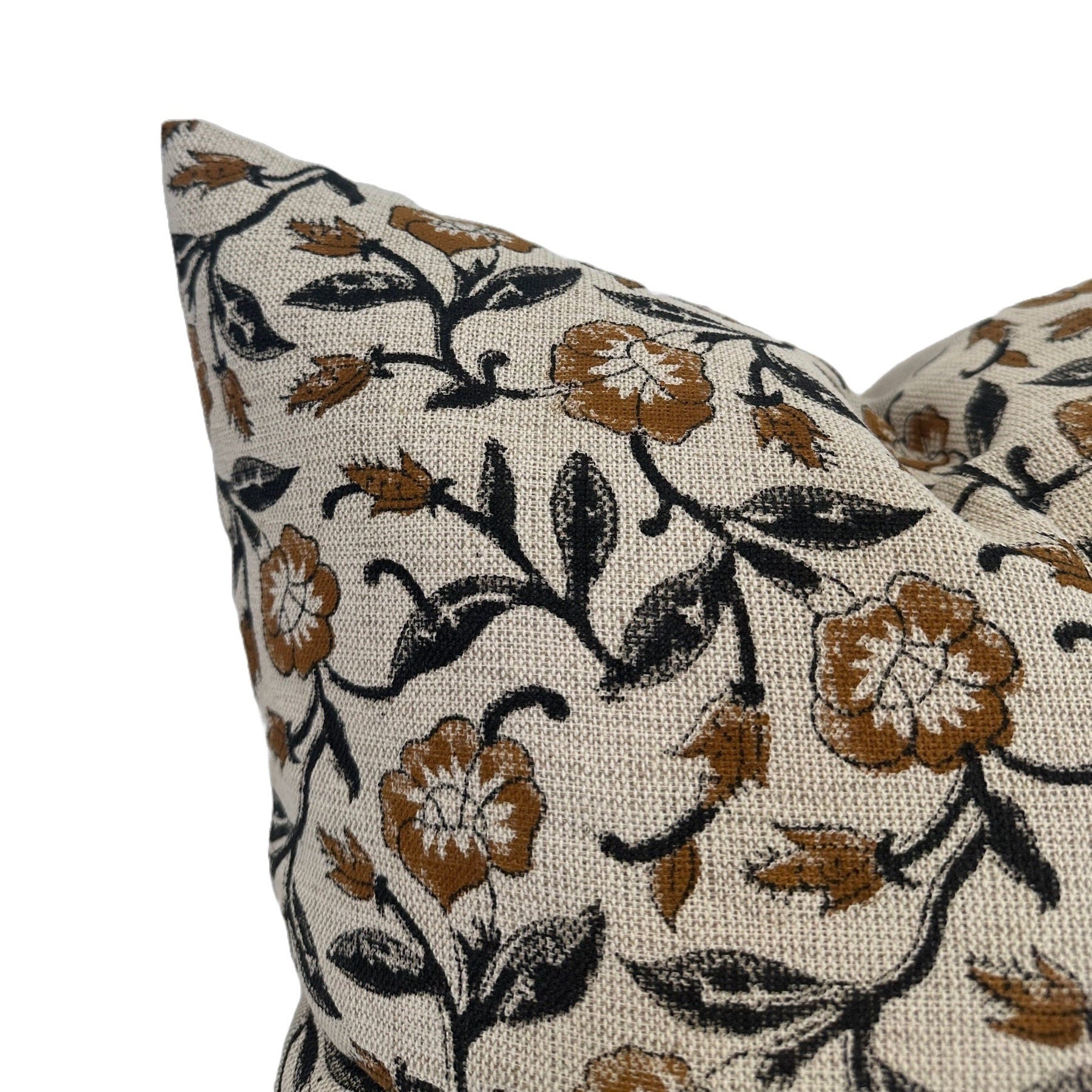 Designer Monterey Hazel Mustard Floral Pillow Cover - Bohemian Home Decor for Living Room, Bedroom, Sofa & Couch - Soft Cotton Throw Pillow Case 18x18 Inches