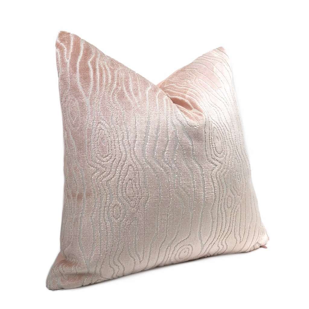 Tobi Fairley Rivers Light Pink Faux Bois Woodgrain Cut Velvet Pillow Cover - Decorative Throw Pillow for Sofa, Bed & Home Decor - Soft Velvet Cushion Cover for Living Room, Bedroom & Nursery