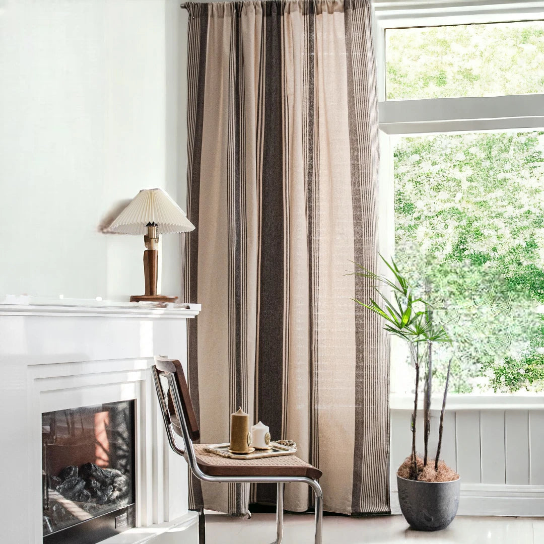 Meadow Brown Color Blocking Light Filtering Custom Curtains for Living Room & Bedroom - Blackout Drapes with Thermal Insulation for Home Decor