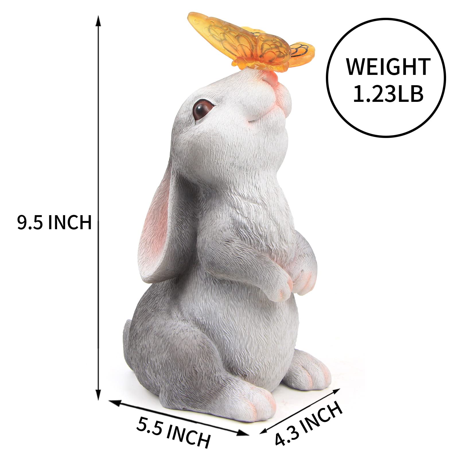 Solar-Powered Rabbit Garden Statue with Changing Butterfly Lights - Outdoor Decor for Patio, Balcony, Yard & Lawn - Perfect Gardening Gift for Mom & Grandma - Ideal for Spring Decorations & Backyard Parties