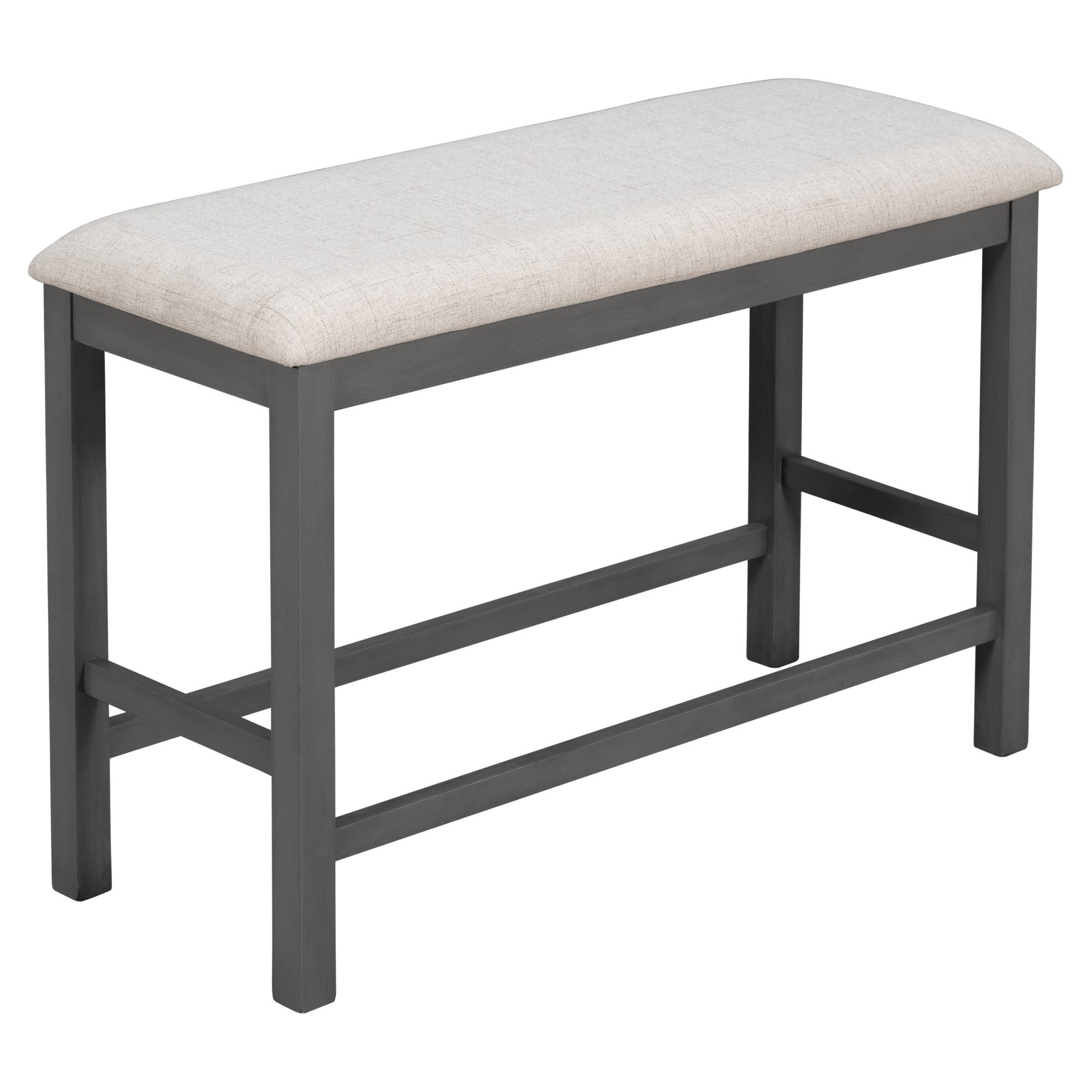 Merax 6-Piece Solid Wood Dining Set with Shelf - Kitchen Table, 4 Upholstered X-Back Chairs & Bench for Dining Room - Grey | Perfect for Small Spaces, Breakfast Nooks & Family Gatherings