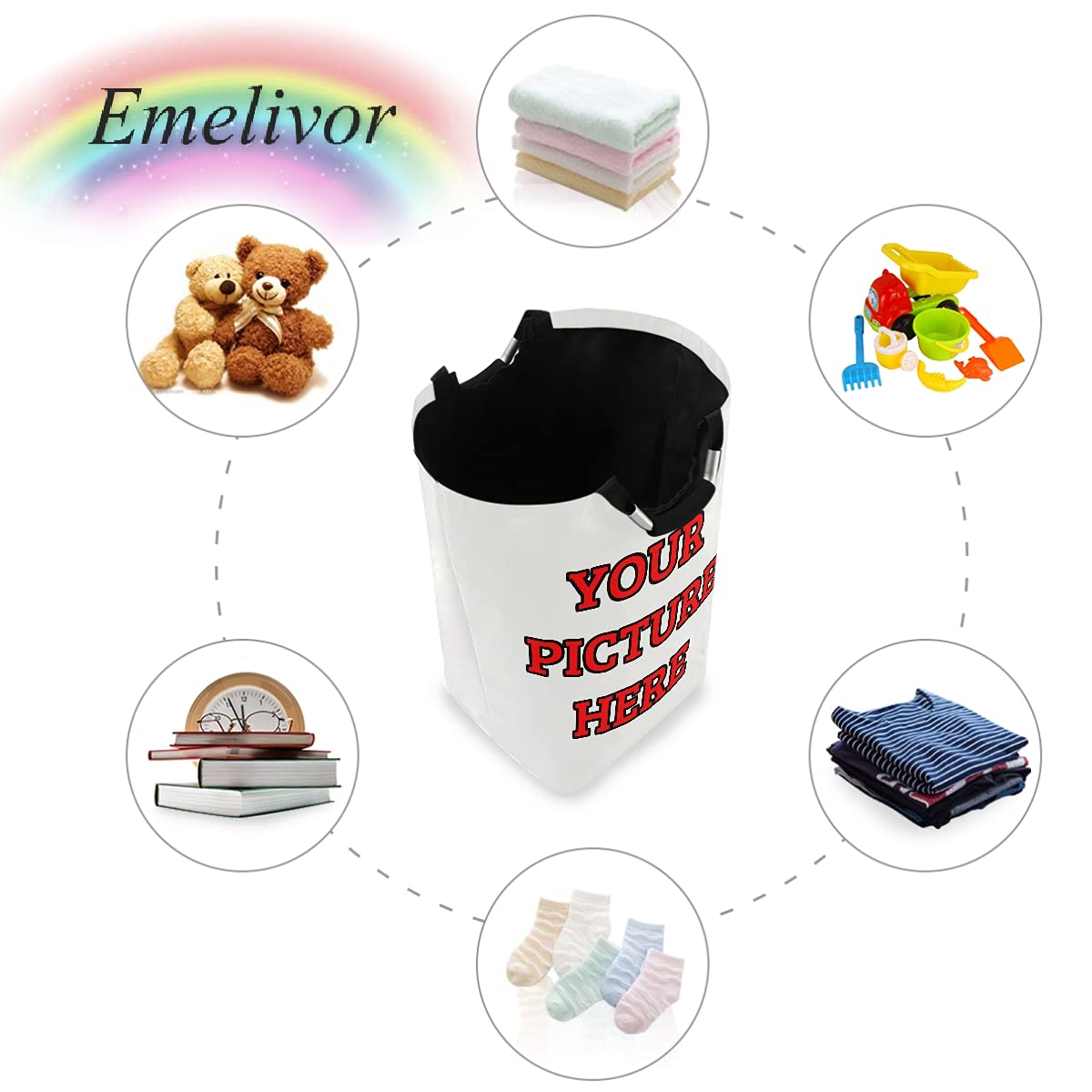**Personalized Collapsible Laundry Hamper with Handles - Custom Photo Laundry Basket, Foldable & Waterproof for Laundry Room, Boys Dorm, Home Decor - Perfect for Gifts, College Dorm, and Small Spaces**