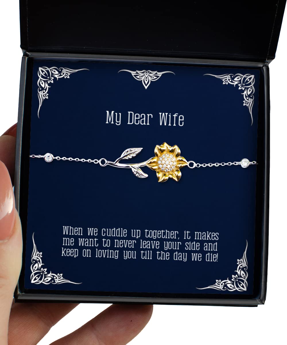 Sunflower Bracelet for Women - Romantic Couple Jewelry Gift for Wife, Girlfriend - Dainty & Affordable Gold Plated Bangle - Perfect for Anniversaries, Valentine's Day & Everyday Wear