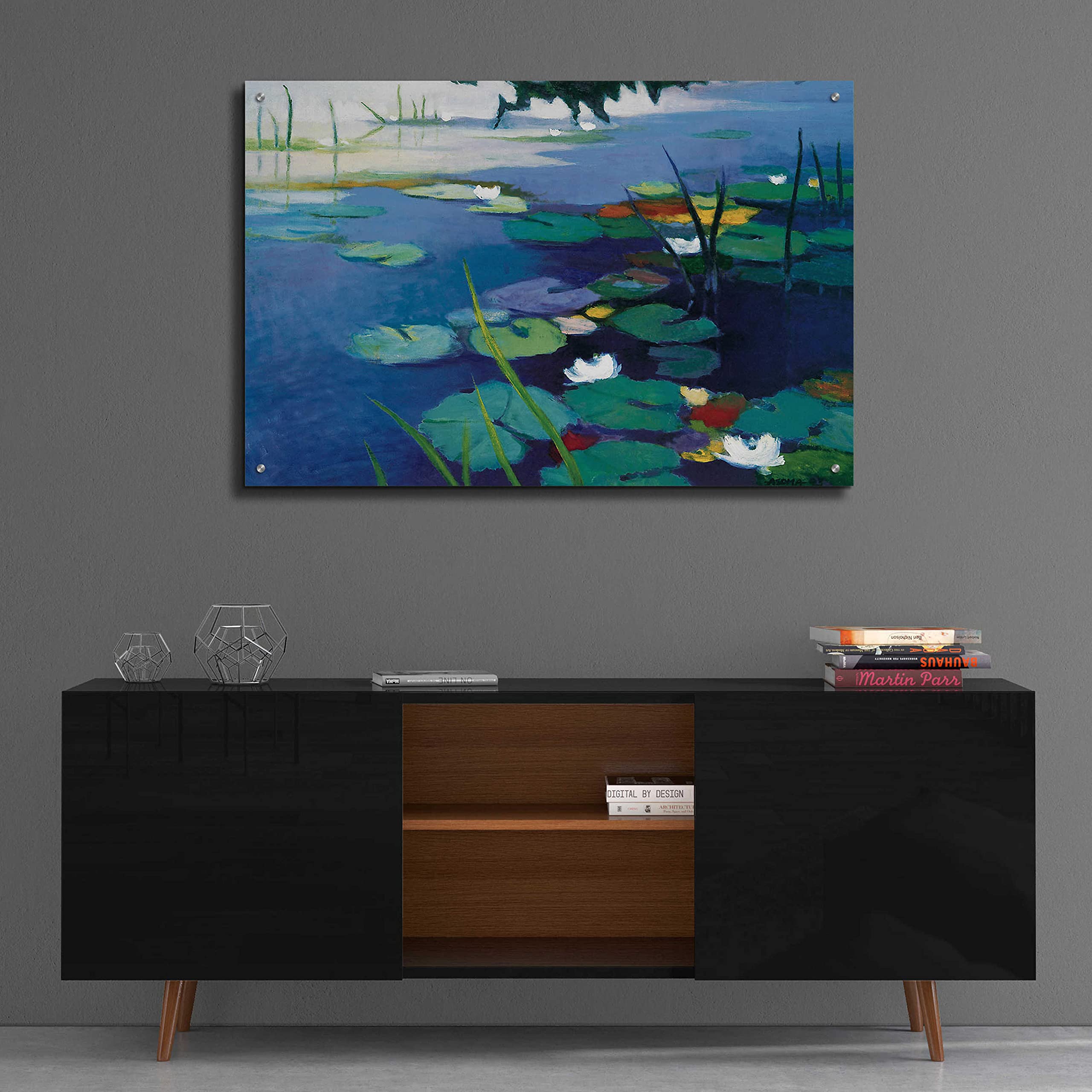 Tadashi Asoma 'Water Lilies' Acrylic Glass Wall Art - 36x24 Inches Modern Home Decor for Living Room, Bedroom & Office