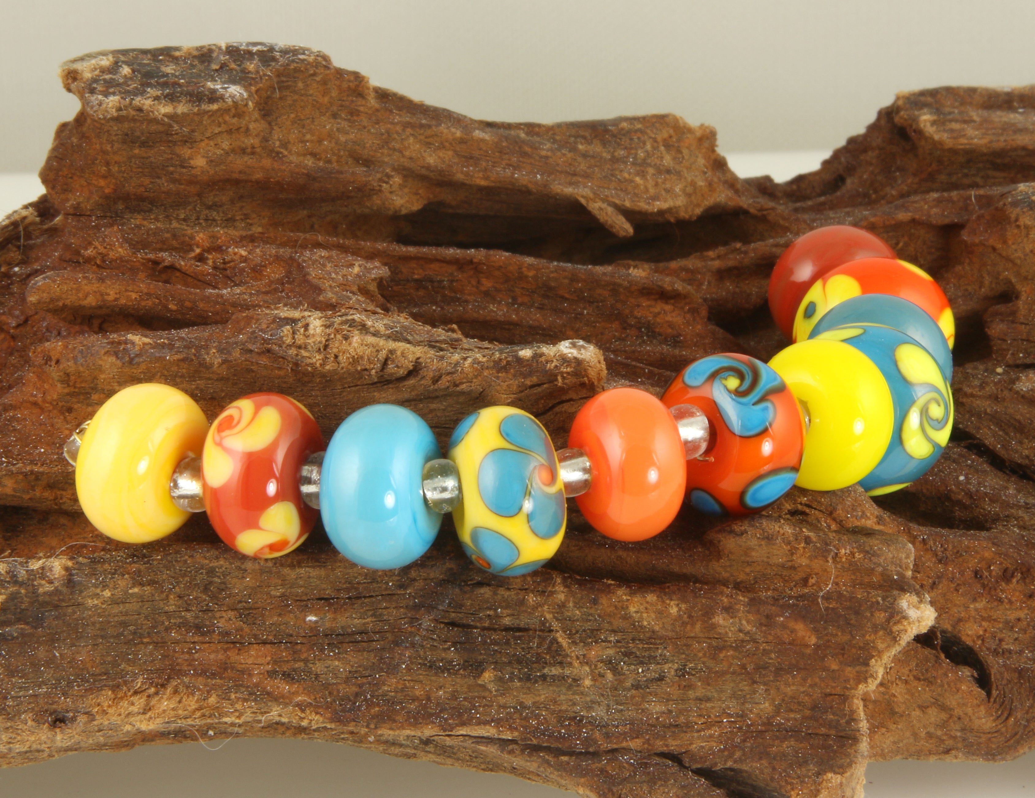 Southwest Floral Lampwork Glass Beads for Jewelry Making - Handmade SRA Beads for Necklaces, Bracelets, and DIY Craft Projects