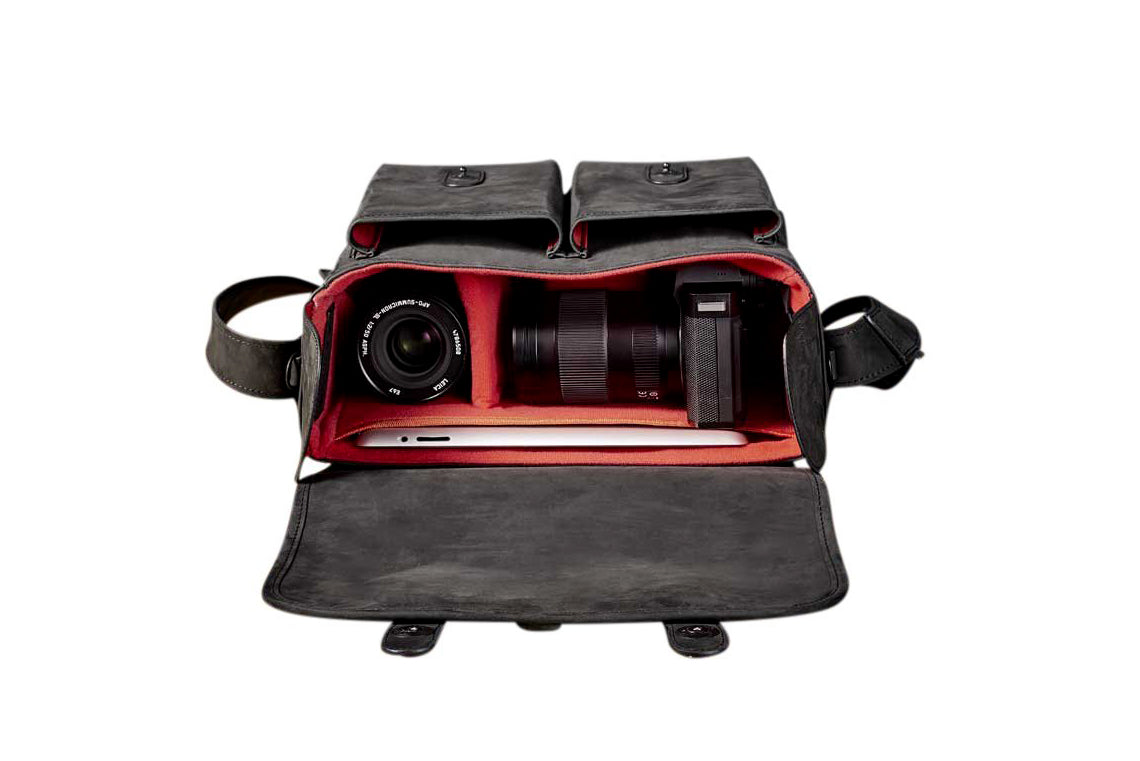 Premium Oberwerth SL Medium Camera Bag - Black with Red Lining | Waterproof DSLR/SLR Shoulder Bag for Photographers | Perfect for Travel, Street & Studio Photography