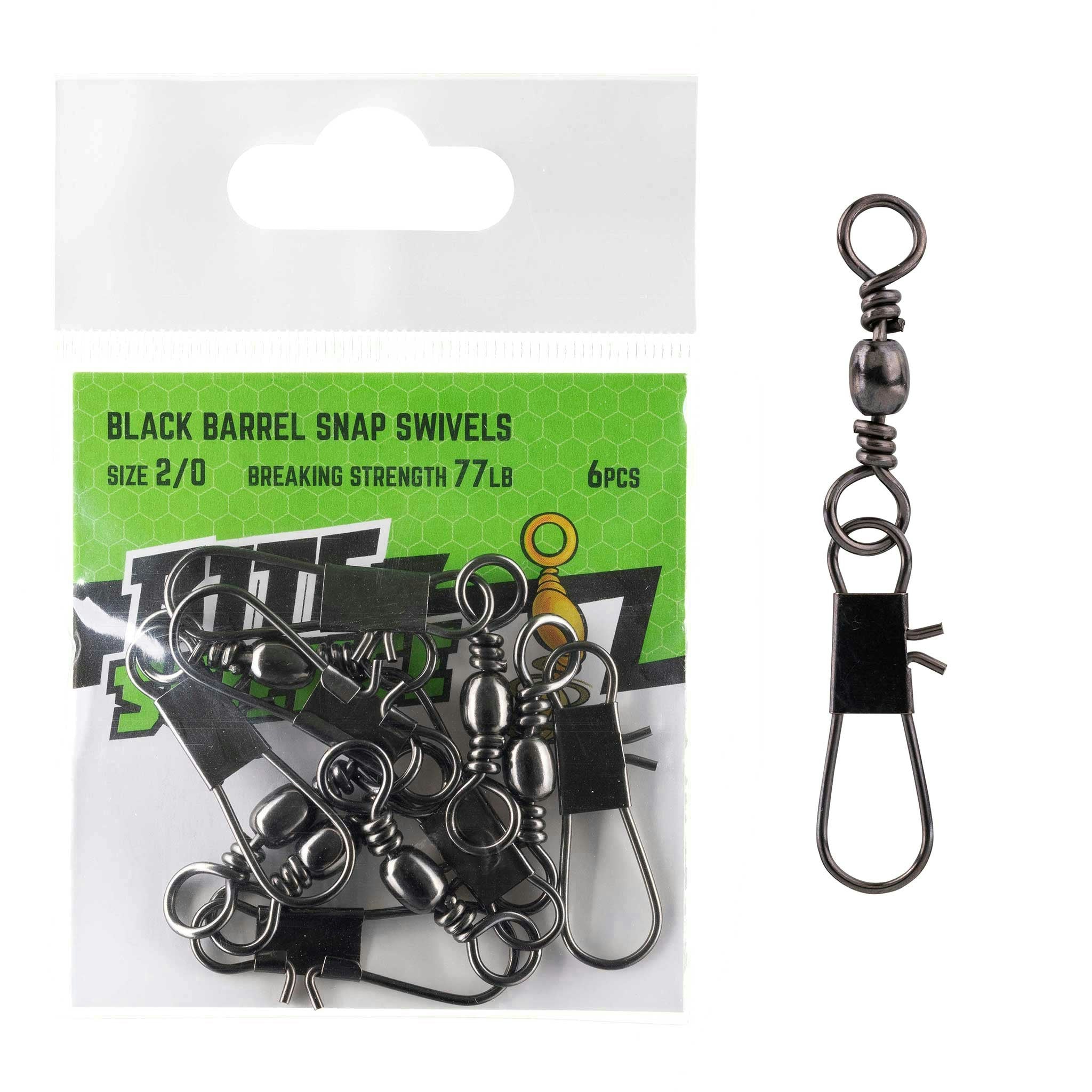 Bite Science Swivels Black Barrel Snap - High Quality Fishing Swivel for Saltwater & Freshwater - Perfect for Lure Fishing, Trolling & Offshore Angling