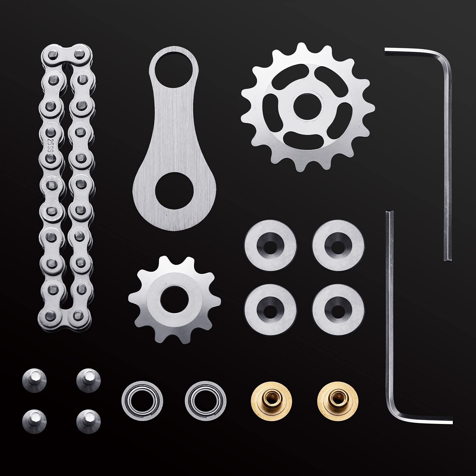 Metal Sprocket Chain Fidget Toy - Gold Plated Sensory Bike Gear Spinner for Adults | Anxiety Relief, ADHD & Autism Focus Tool | Pocket-Sized EDC Novelty Gift for Stress & Boredom | Perfect for Office, Travel, and Classroom Use
