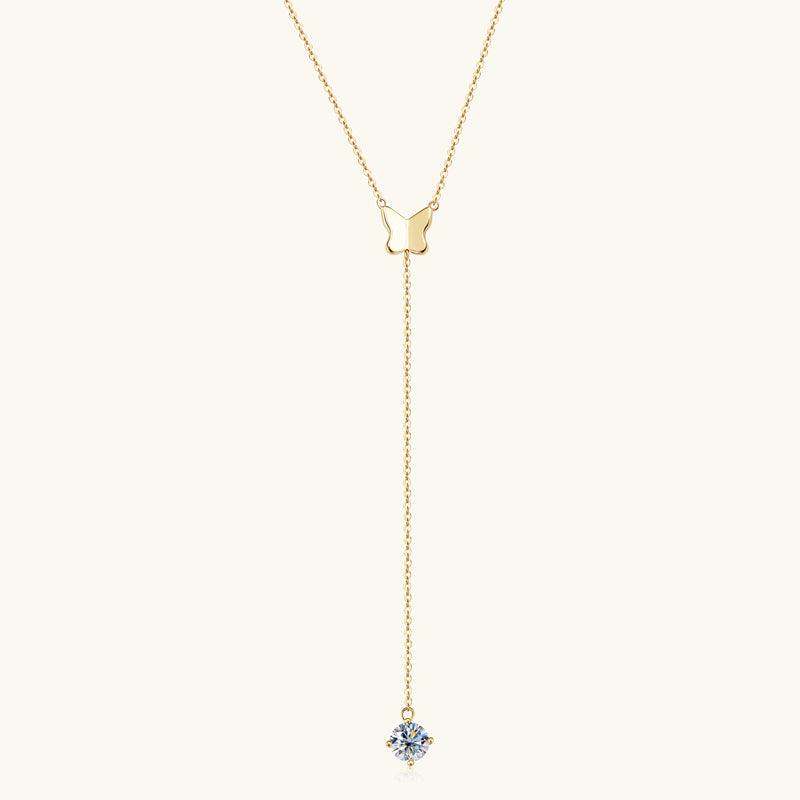 Elegant Bow Premium Moissanite Lariat Necklace for Women - Dainty Layering Jewelry for Wedding, Anniversary & Special Occasions
